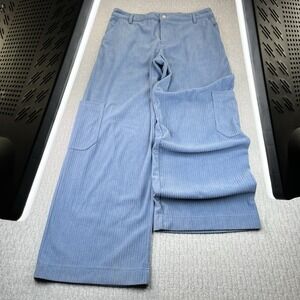 Corduroy baggy wide leg Sky Blue Women (M-31X31) pants‎ wild fable beach, disco